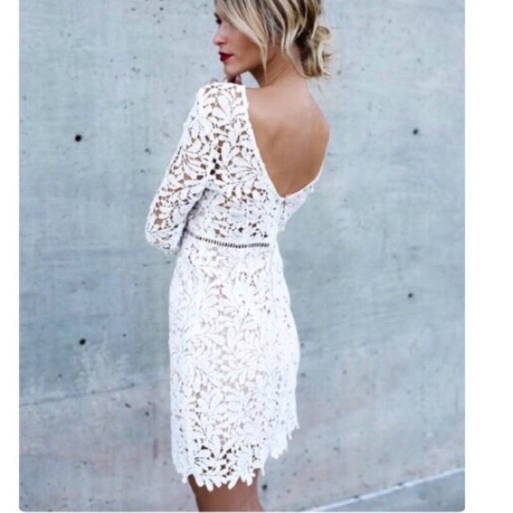 White/pale blue lace dress